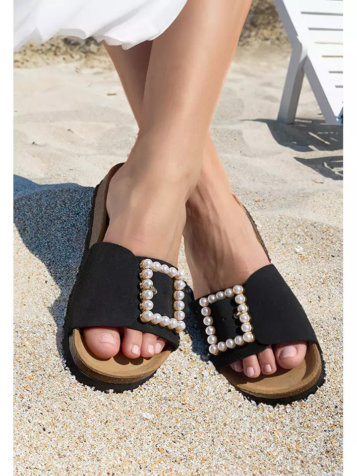 BABUNKERS Family Skórzane klapki w kolorze czarnym rozmiar: 41