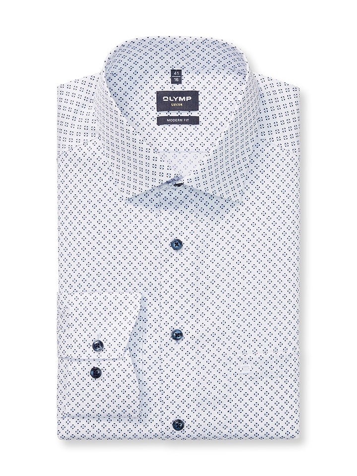 OLYMP Koszula "Luxor" - Modern fit - w kolorze biało-niebieskim rozmiar: 43