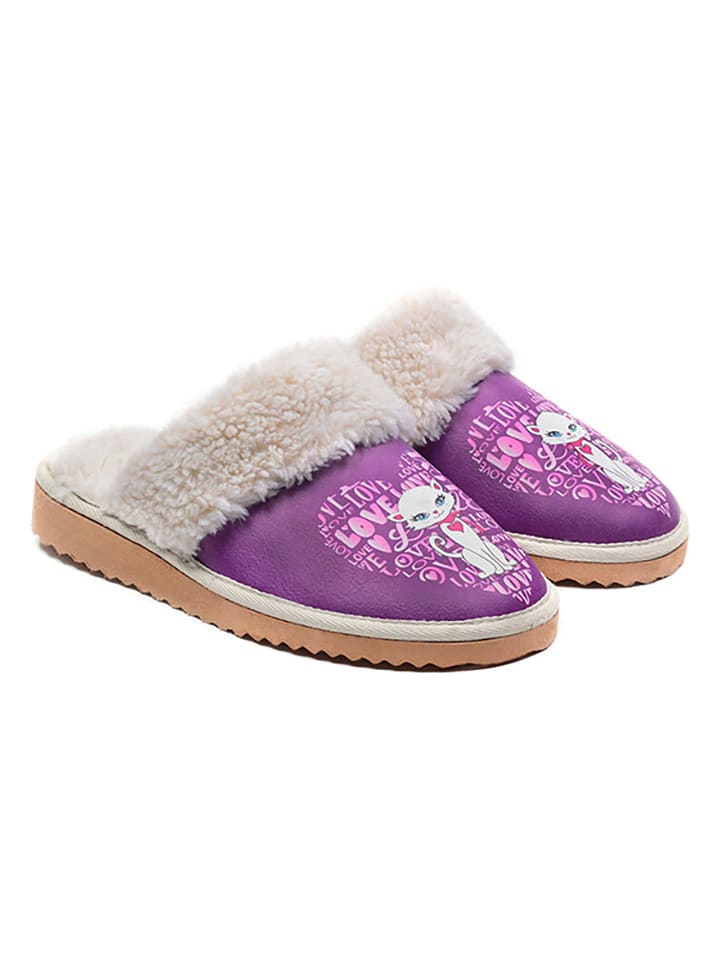 Goby Kapcie w kolorze fioletowym ze wzorem rozmiar: 35