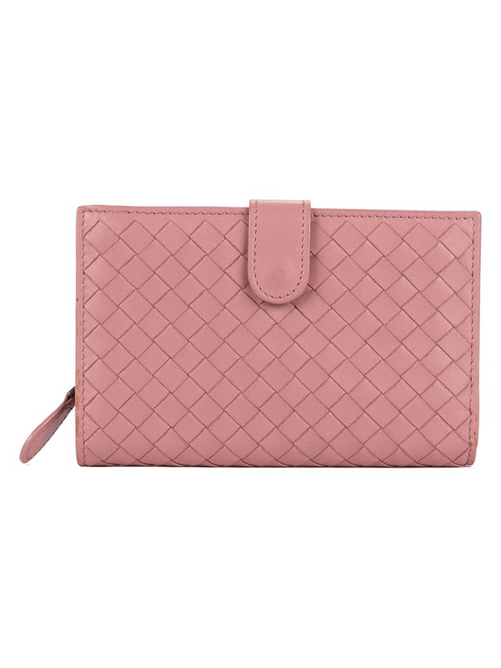 Bottega Veneta Skórzany portfel w kolorze jasnoróżowym - 14 x 9 x 2 cm rozmiar: onesize