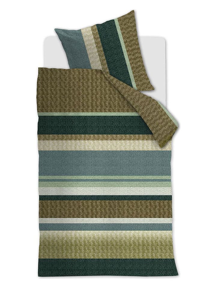 Beddinghouse Komplet pościeli "Jorren" w kolorze niebiesko-oliwkowym rozmiar: 155x220 cm