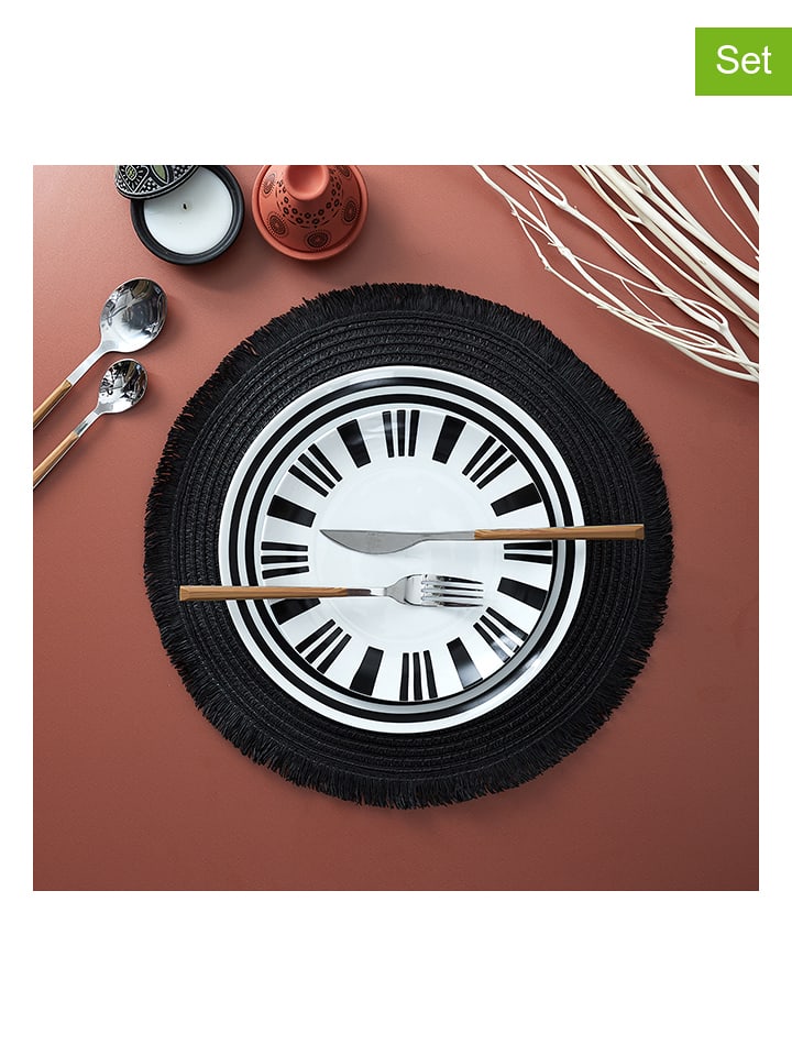 Ethnical Life Podkładki stołowe (6 szt.) w kolorze czarnym - Ø 38 cm rozmiar: onesize