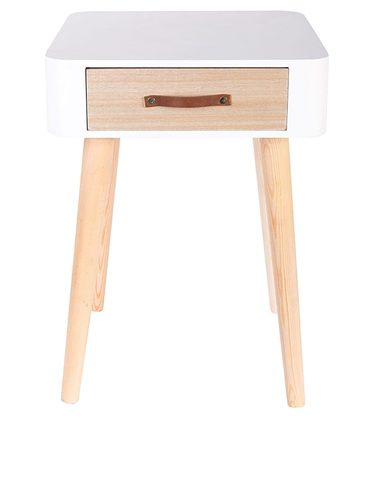 THE HOME DECO FACTORY Stolik nocny w kolorze białym - 35 x 48 x 35 cm rozmiar: onesize