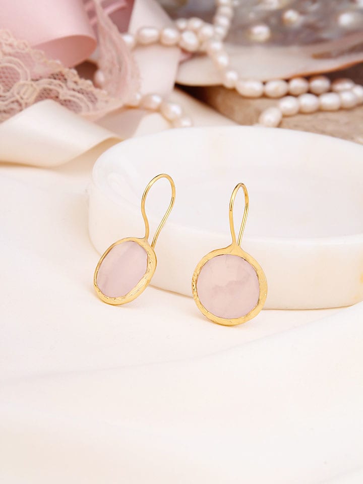 Pierres de Jade Pozłacane kolczyki z perłami i kwarcem różowym rozmiar: onesize