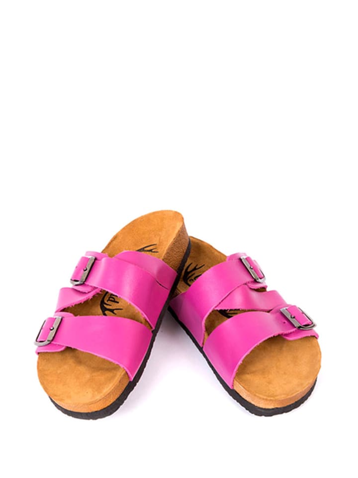 Moosefield Skórzane klapki w kolorze różowym rozmiar: 40