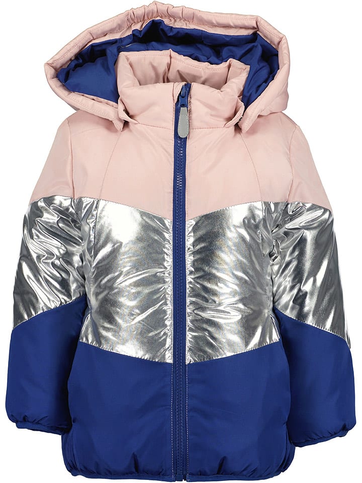 Blue Seven Kurtka pikowana w kolorze srebrno-granatowo-jasnoróżowym rozmiar: 128