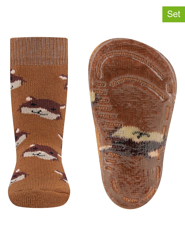 ewers Skarpety antypoślizgowe (2 pary) "SoftStep" w kolorze brązowym rozmiar: 27/28