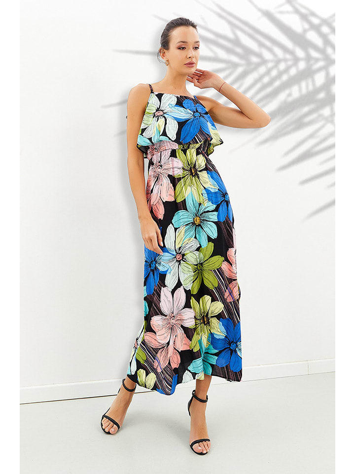 Milan Kiss Sukienka w kolorze niebiesko-jasnoróżowo-czarnym rozmiar: XL