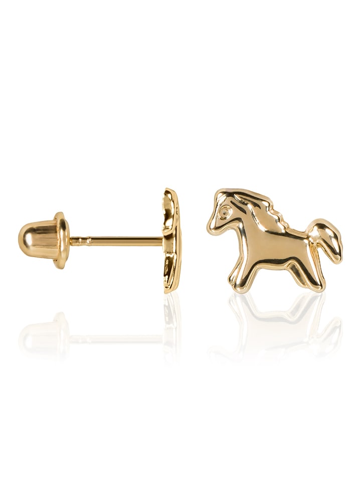 OR ÉCLAT Złote kolczyki-wkrętki "Poney doré" rozmiar: onesize