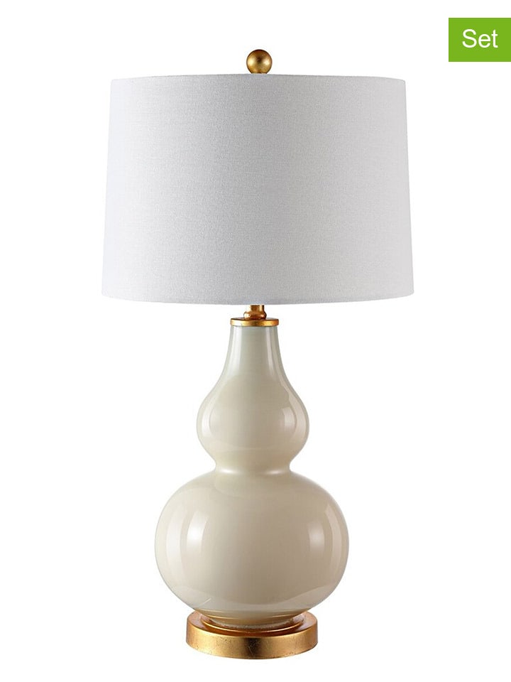 Safavieh Lampy stołowe LED (2 szt.) w kolorze biało-beżowym - wys. 72 x Ø 97 cm rozmiar: onesize