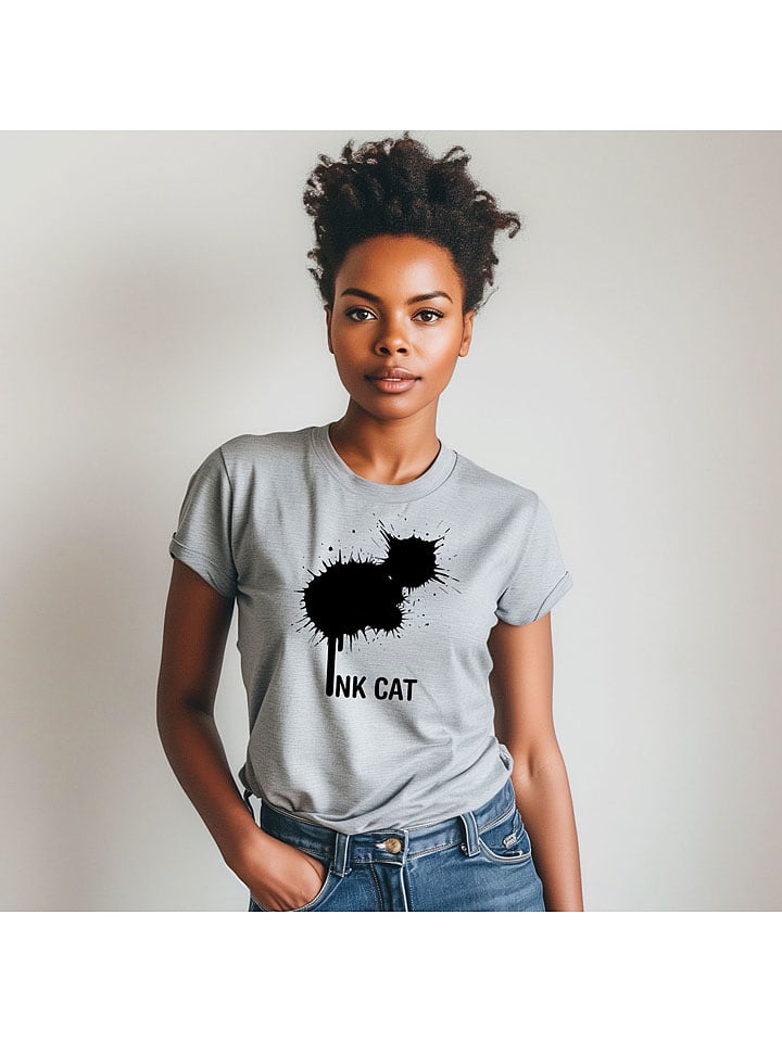 WOOOP Koszulka "Ink cat" w kolorze szarym rozmiar: XL