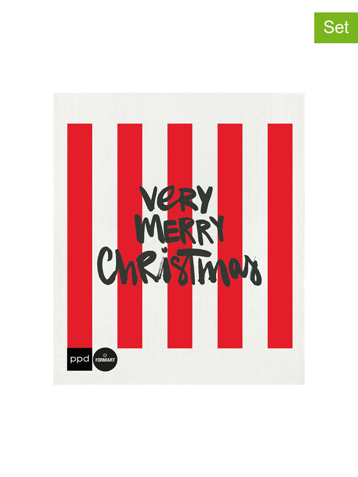 ppd Ściereczki gąbkowe (2 szt.) w kolorze czerwono-białym - 20 x 17,2 cm rozmiar: onesize