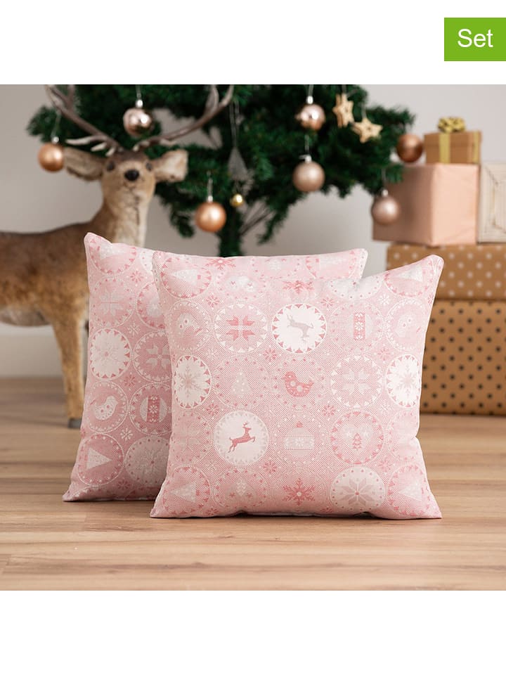 GAMUSI Poszewki (2 szt.) "Ballcrypt" w kolorze srebrno-jasnoróżowym na poduszkę rozmiar: 45x45 cm