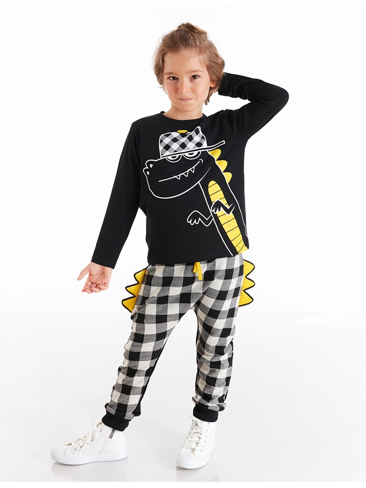 Denokids 2-częściowy zestaw "Dino" w kolorze biało-czarnym rozmiar: 128