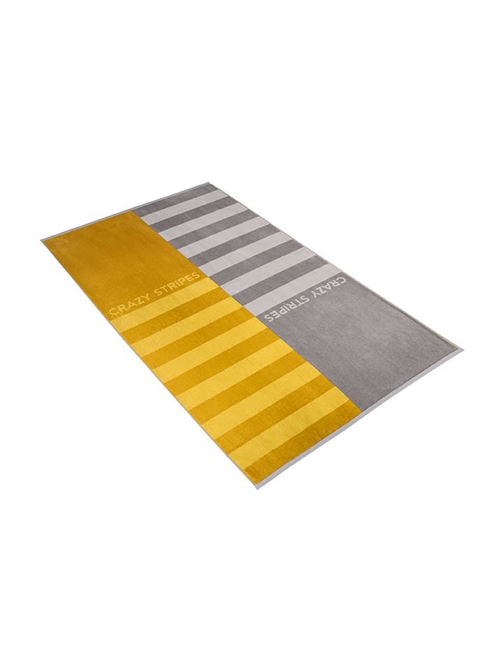 Vossen Ręcznik plażowy "Crazy Stripes" w kolorze żółto-szarym rozmiar: 100x180 cm