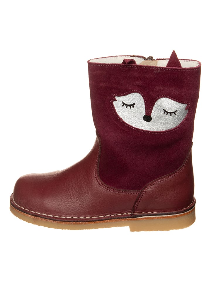 kmins Skórzane botki zimowe w kolorze ciemnoczerwonym rozmiar: 34