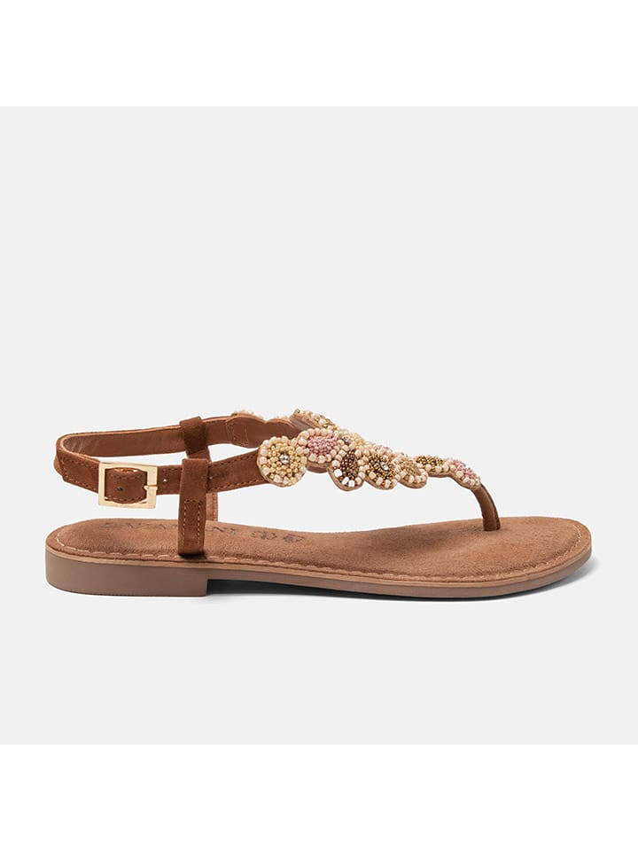 Lazamani Skórzane japonki w kolorze jasnobrązowym rozmiar: 38