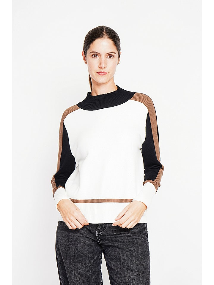 ASSUILI Sweter w kolorze biało-czarno-karmelowym rozmiar: 38