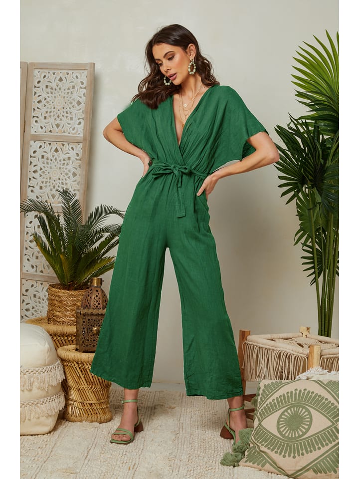 Lin Passion Lniany kombinezon w kolorze zielonym rozmiar: 38/40