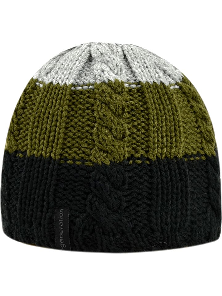 Döll Dzianinowa czapka w kolorze oliwkowo-czarno-białym rozmiar: 53 cm