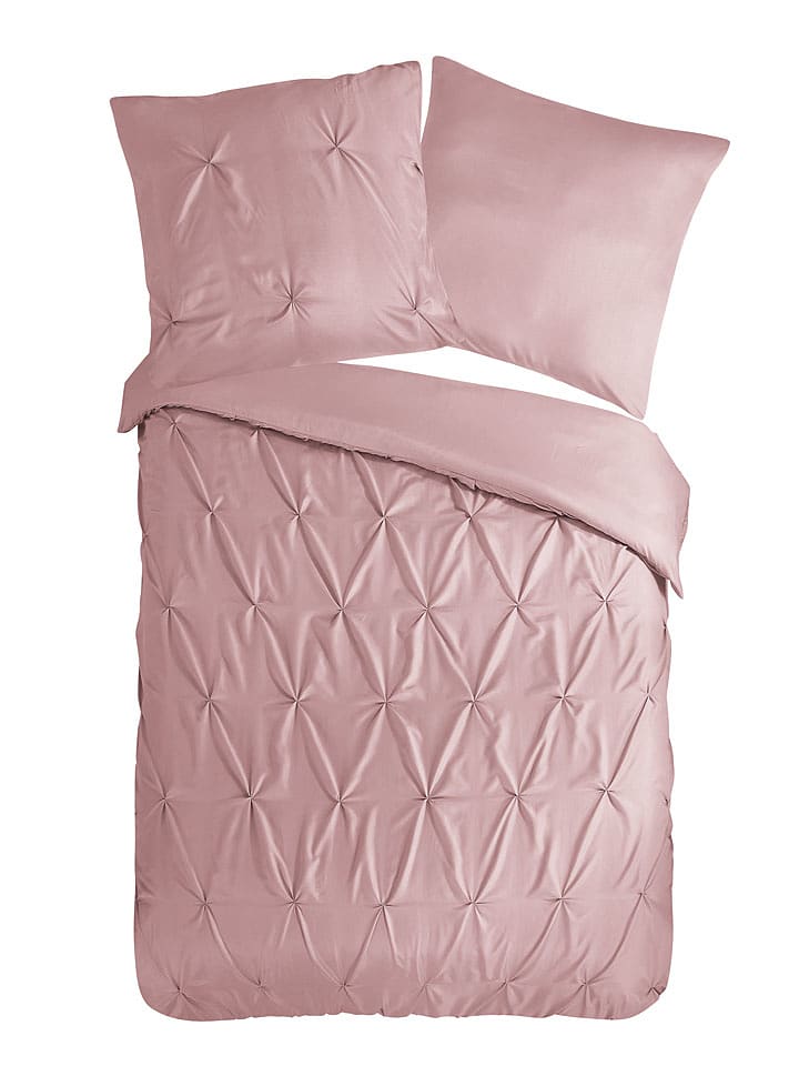 Pure Komplet pościeli "Elegance" w kolorze jasnoróżowym z mikrofibry rozmiar: 140x220 cm