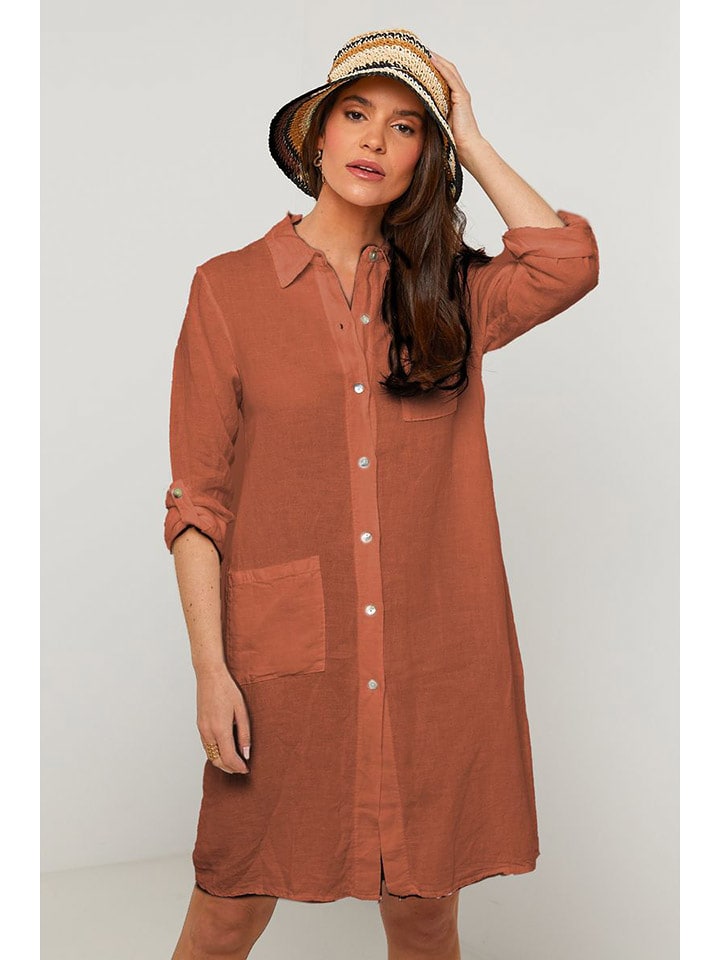 Rodier Lin Lniana sukienka w kolorze brązowym rozmiar: XL/XXL