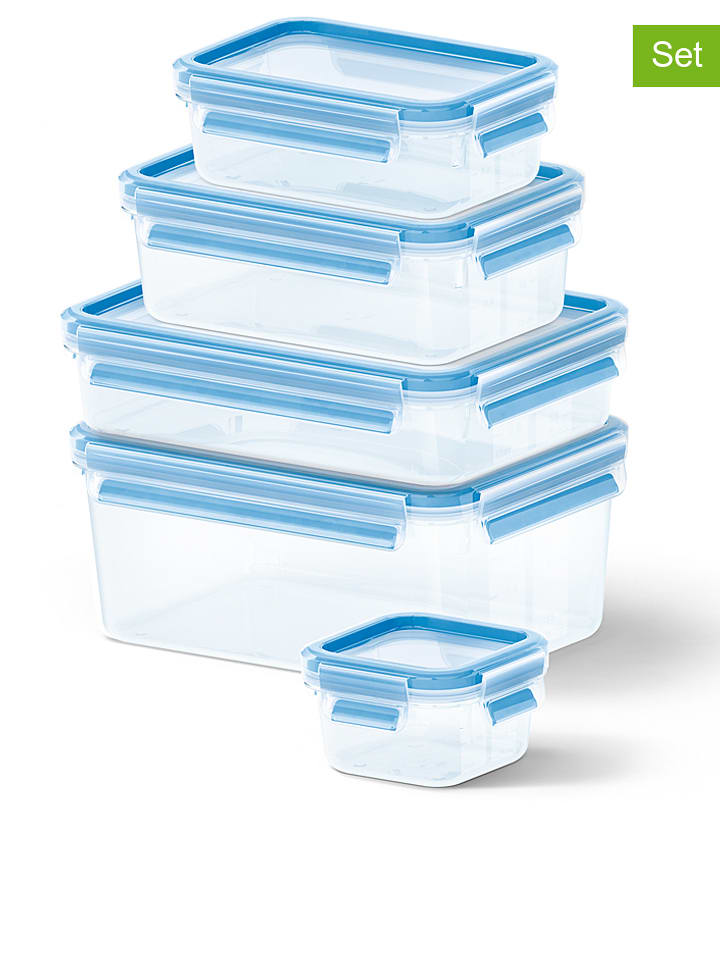 Emsa Pojemniki (5 szt.) "Clip & Close" w kolorze błękitnym na żywność rozmiar: onesize
