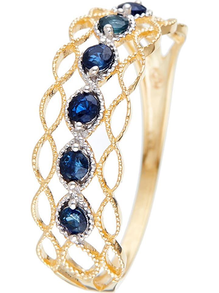OR ÉCLAT Złoty pierścionek "Pianosa" z szafirami rozmiar: 54