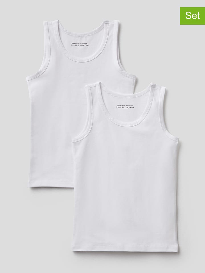 Benetton Podkoszulki (2 szt.) w kolorze białym rozmiar: 160
