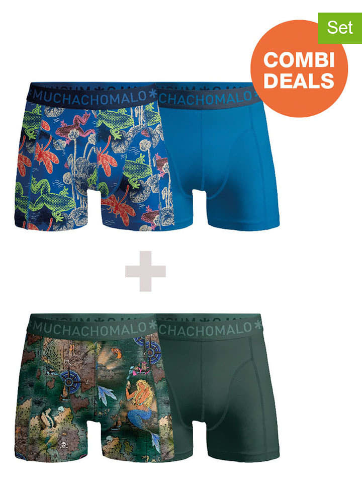 Muchachomalo Bokserki (4 pary) w kolorze ciemnozielono-niebieskim rozmiar: 176