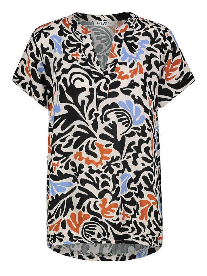 Sublevel Bluzka w kolorze czarno-biało-błękitnym rozmiar: M