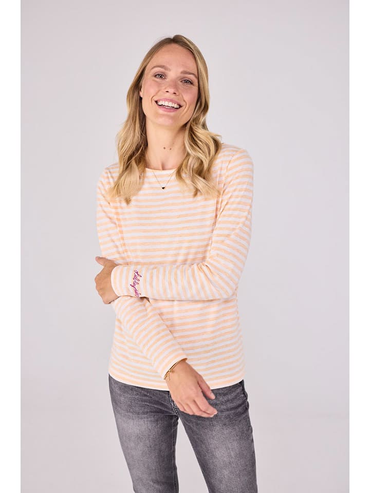 LIEBLINGSSTÜCK Koszulka "Cyana" w kolorze pomarańczowo-białym rozmiar: M
