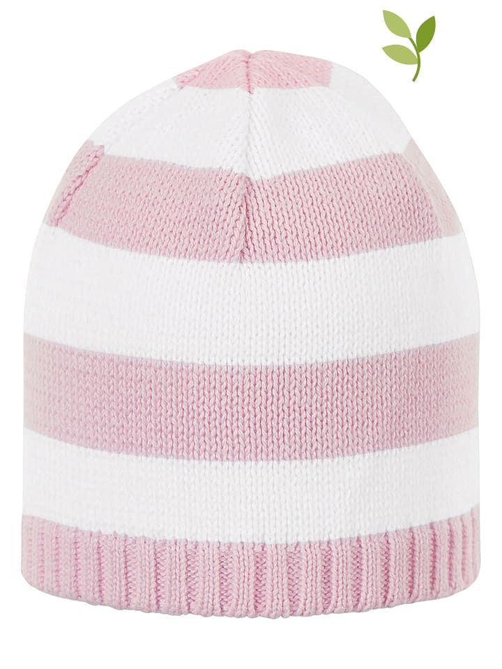 Sterntaler Dzianinowa czapka w kolorze biało-jasnoróżowym rozmiar: 43 cm