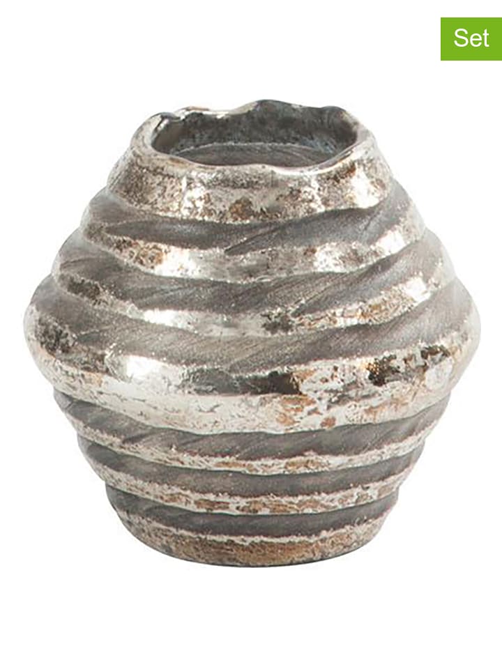 J Line Świeczniki (2 szt.) w kolorze srebrnym - wys. 9 x Ø 10 cm rozmiar: onesize