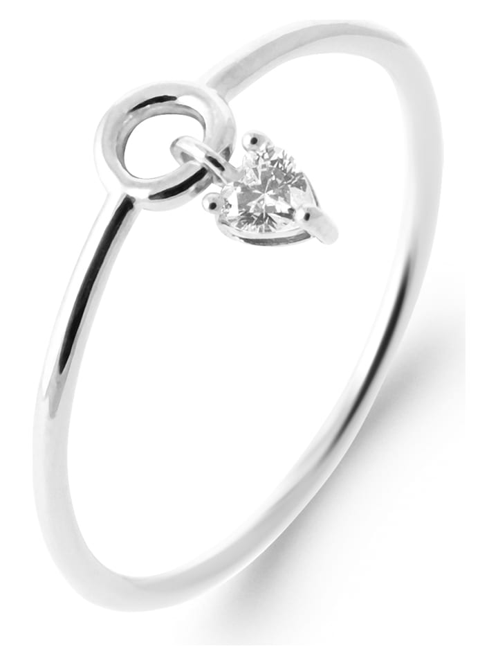 L'Atélier Précieux Srebrny pierścionek z cyrkonią rozmiar: 56