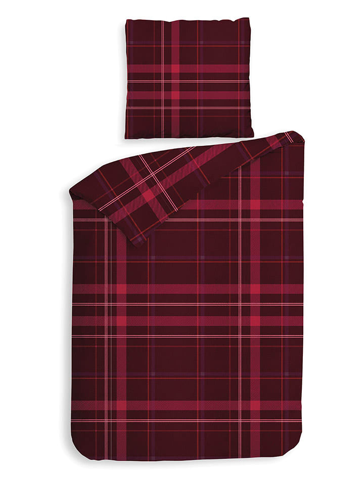 HNL Komplet pościeli flanelowej "Silvan" w kolorze czerwonym rozmiar: 135x200 cm