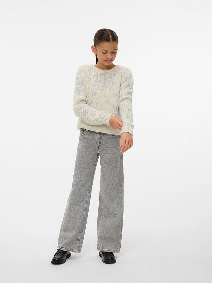 Vero Moda Girl Sweter "Newsnowyfrost" w kolorze kremowym rozmiar: 146/152