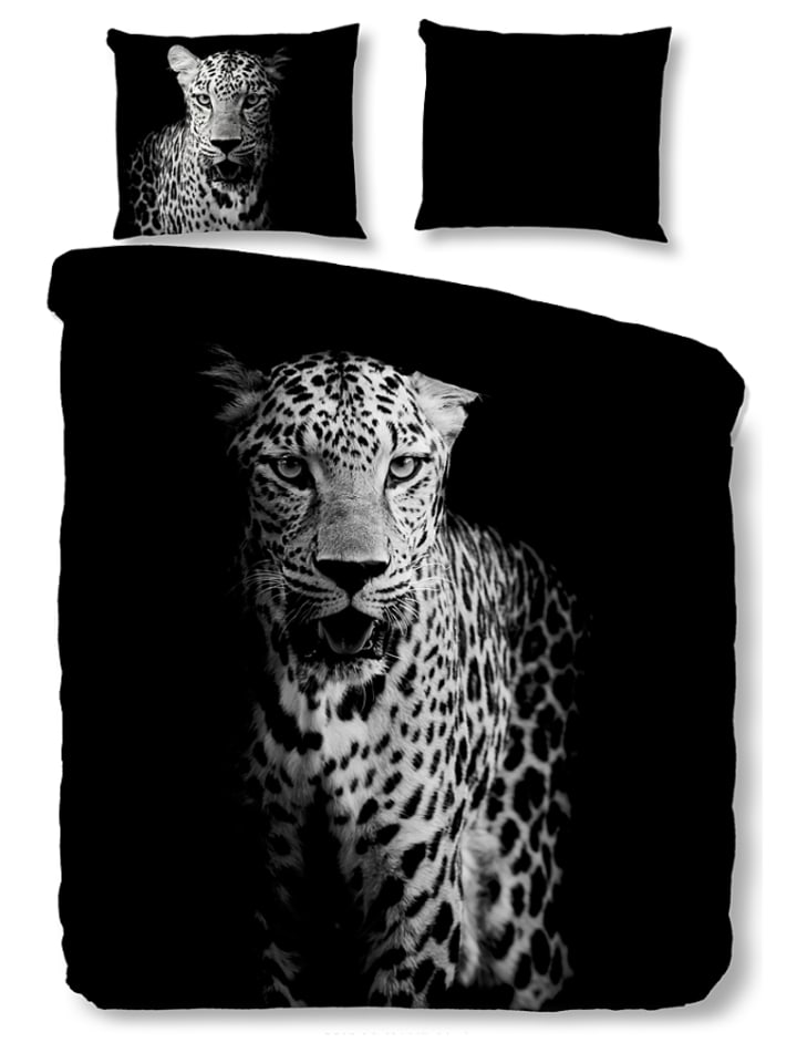 Pure Komplet pościeli satynowej "Hans" w kolorze czarno-białym rozmiar: 135x200 cm