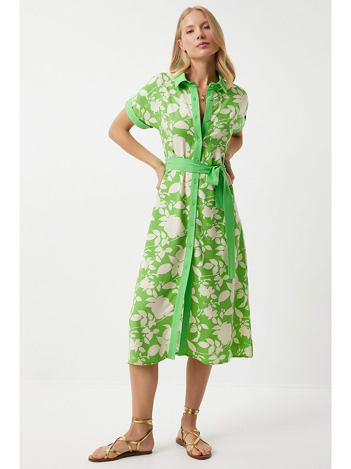 Happiness Istanbul Sukienka w kolorze zielono-białym rozmiar: 44