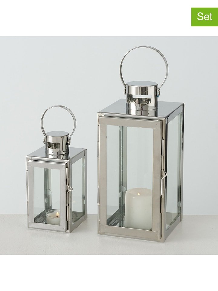 Boltze Lampiony (2 szt.) "Caruso" w kolorze srebrnym rozmiar: onesize