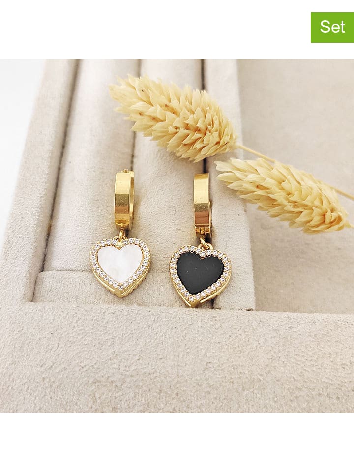 Nakkash Pozłacane kolczyki-kreole (2 pary) z cyrkoniami rozmiar: onesize