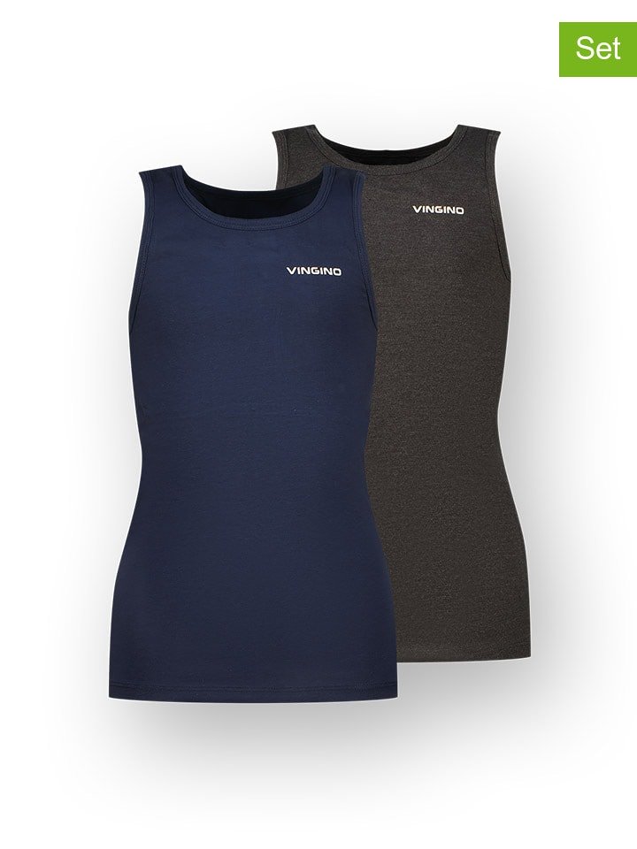 Vingino Podkoszulki (2 szt.) w kolorze granatowym i antracytowym rozmiar: 146/152