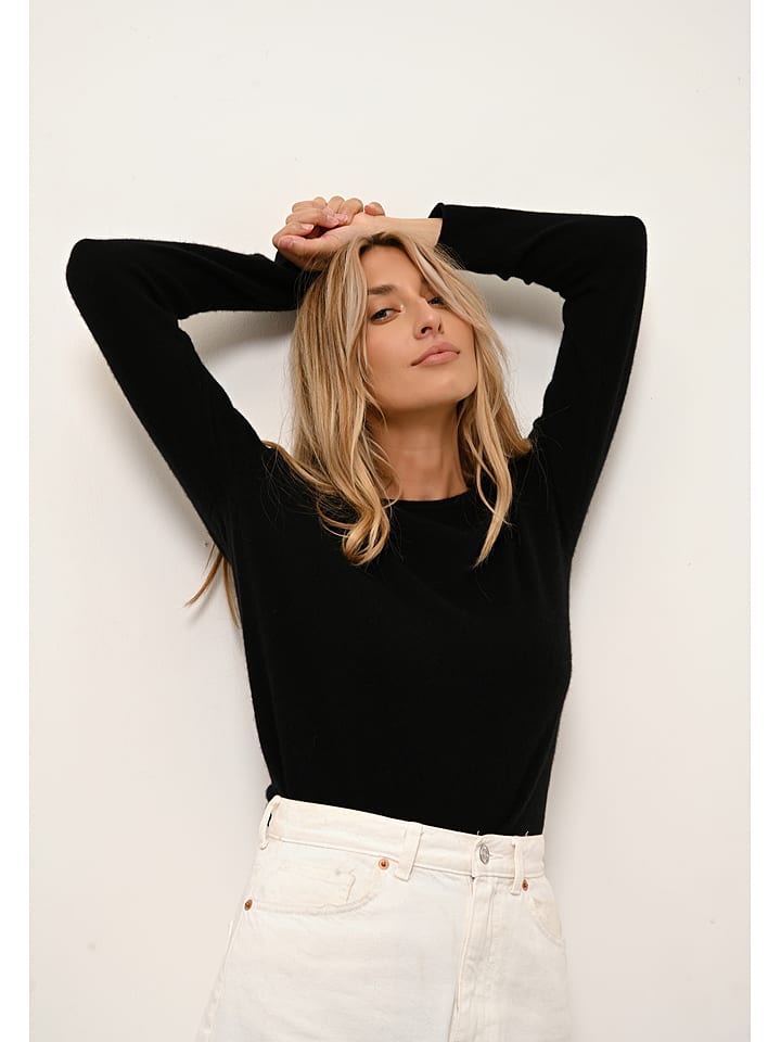 Just Cashmere Kaszmirowy sweter "Grace" w kolorze czarnym rozmiar: L