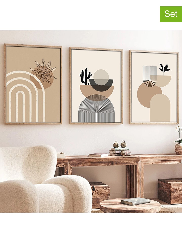 wall addiction Druki na drewnie (3 szt.) w ramce rozmiar: 50x35cm