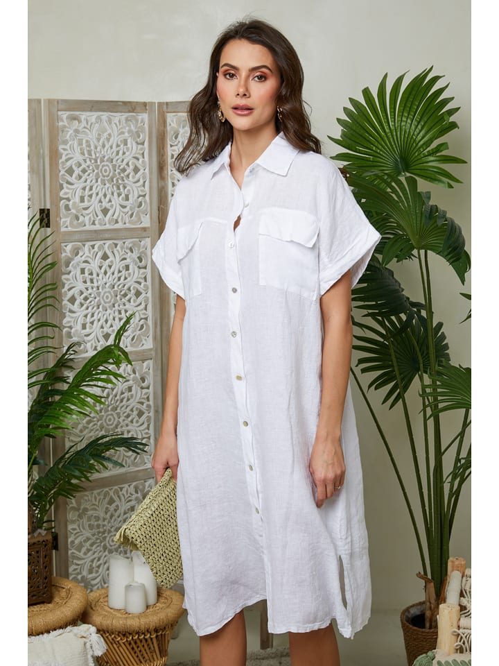 Lin Passion Lniana sukienka w kolorze białym rozmiar: 38/40
