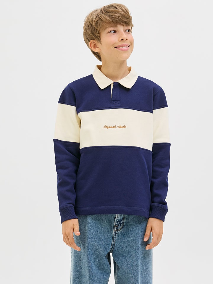 JACK & JONES Junior Koszulka polo "Bro" w kolorze granatowo-kremowym rozmiar: 140