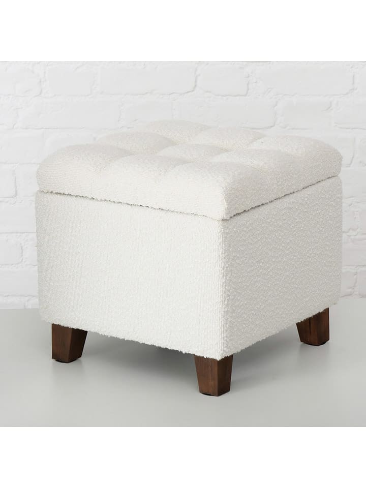 Boltze Hocker "Palur" w kolorze kremowym ze schowkiem - 38 x 35 cm rozmiar: onesize