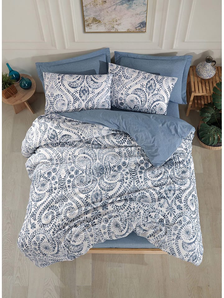 Elizabed Komplet pościeli "Loop" w kolorze biało-niebieskim rozmiar: 135x200 cm