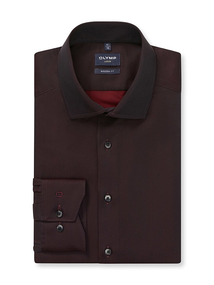 OLYMP Koszula "Luxor" - Modern fit - w kolorze bordowym rozmiar: 43