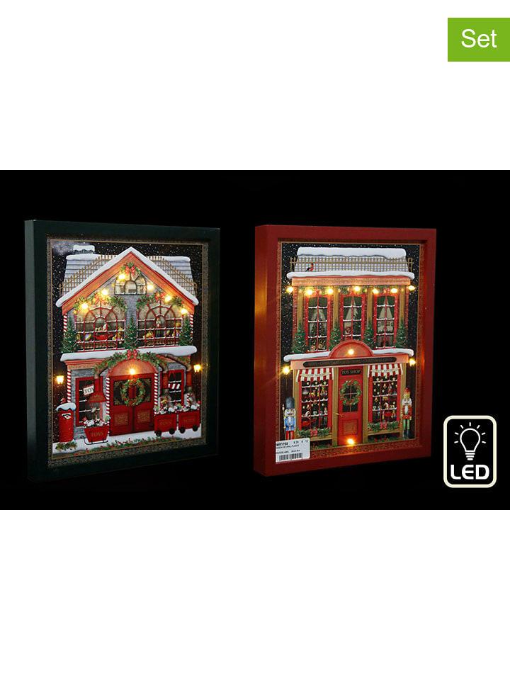 SiL Interiors Lampy dekoracyjne (4 szt.) w kolorze czerwono-zielonym - 25 x 30 cm rozmiar: onesize